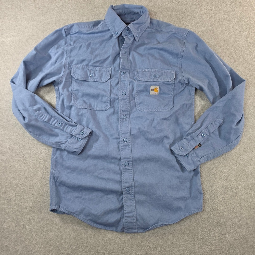 Carhartt FR Flame Resistant Shirt Mens Small Blue Loose Fit CAT 2 NFPA 2112
